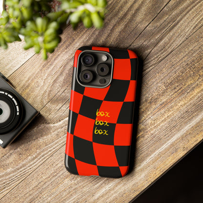 F1 Ferrari Black and Red Checkered Phone Case, Box Box Box F1 Phone Case