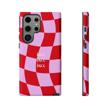 Pink and Red Checkered F1 Phone Case, Box Box Box F1 Phone Case