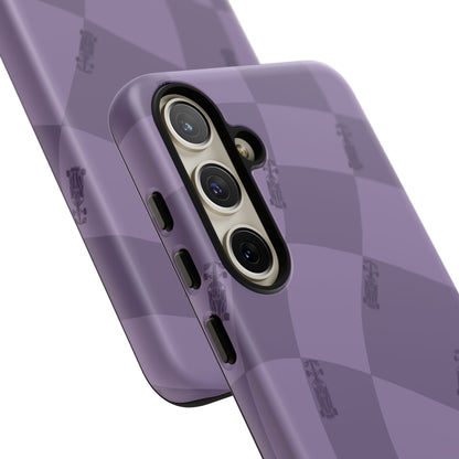 F1 Phone Case Purple Checkered Design, Trendy F1 Gift, Formula 1 Gift, Cute F1 Phone Case, Unique Formula One Phone Case