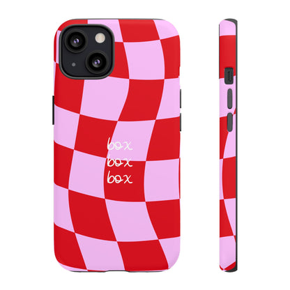 Pink and Red Checkered F1 Phone Case, Box Box Box F1 Phone Case