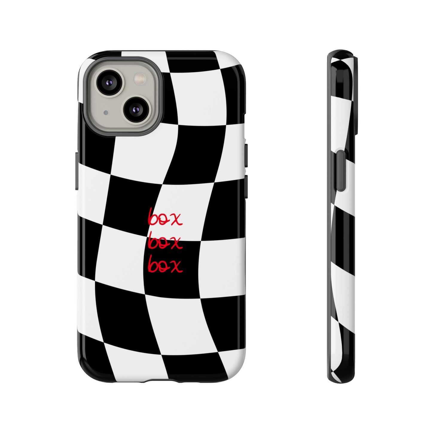 Black and Red Checkered F1 Phone Case, Box Box Box F1 Phone Case