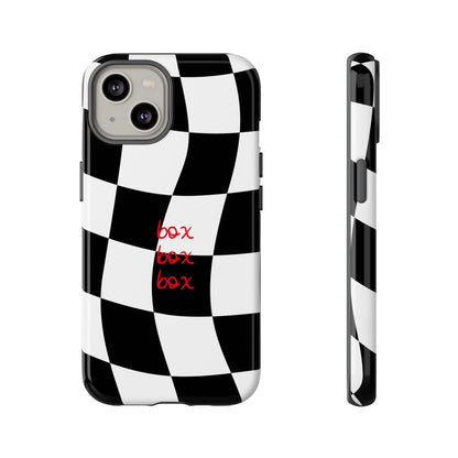 Black and Red Checkered F1 Phone Case, Box Box Box F1 Phone Case