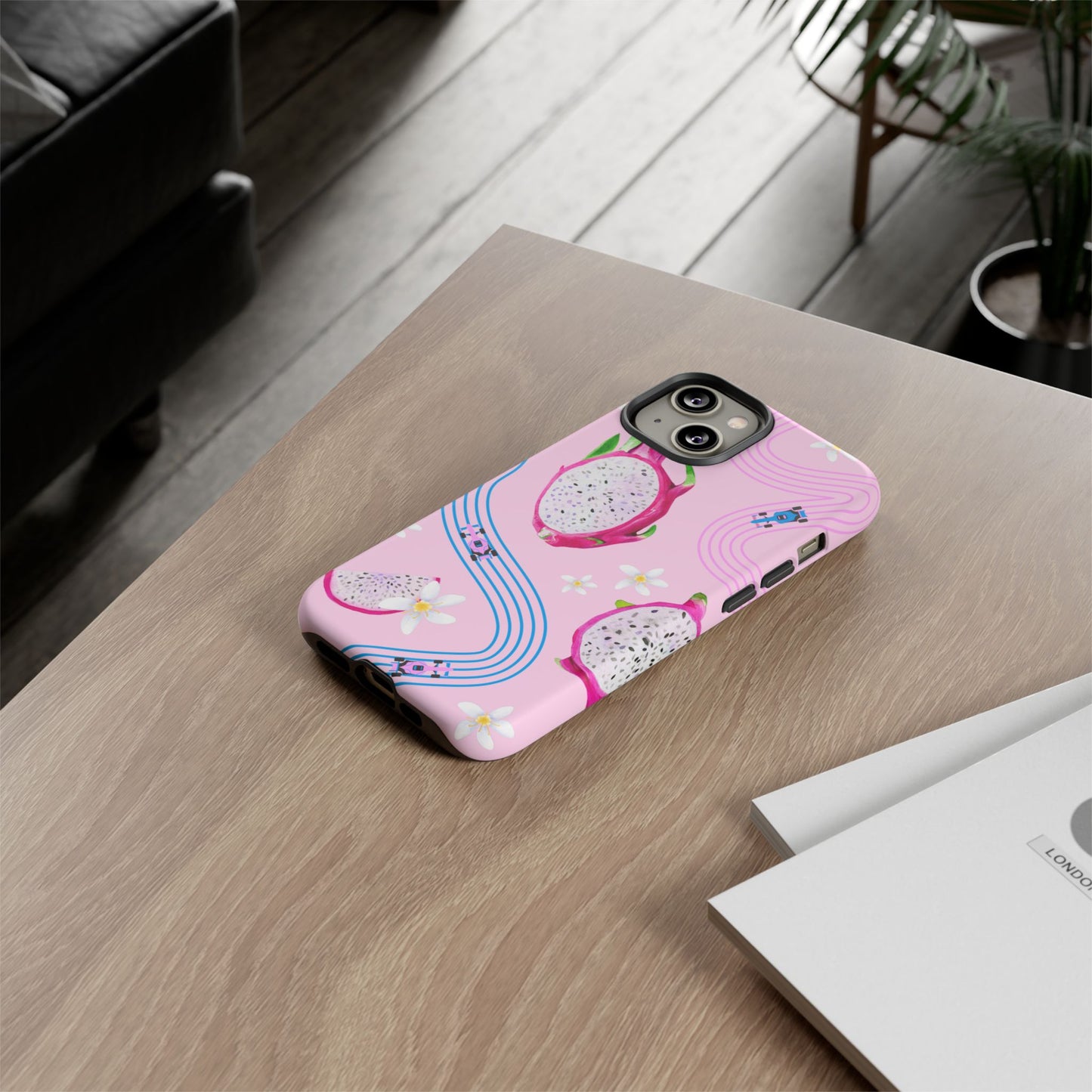 Pink F1 Alpine and Dragonfruit Phone Case, Trendy F1 Gift, Formula 1 Gift, Cute Fruit F1 Phone Case, Unique Phone Case