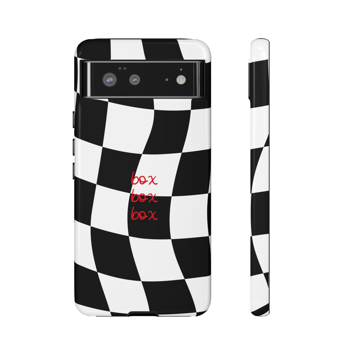 Black and Red Checkered F1 Phone Case, Box Box Box F1 Phone Case