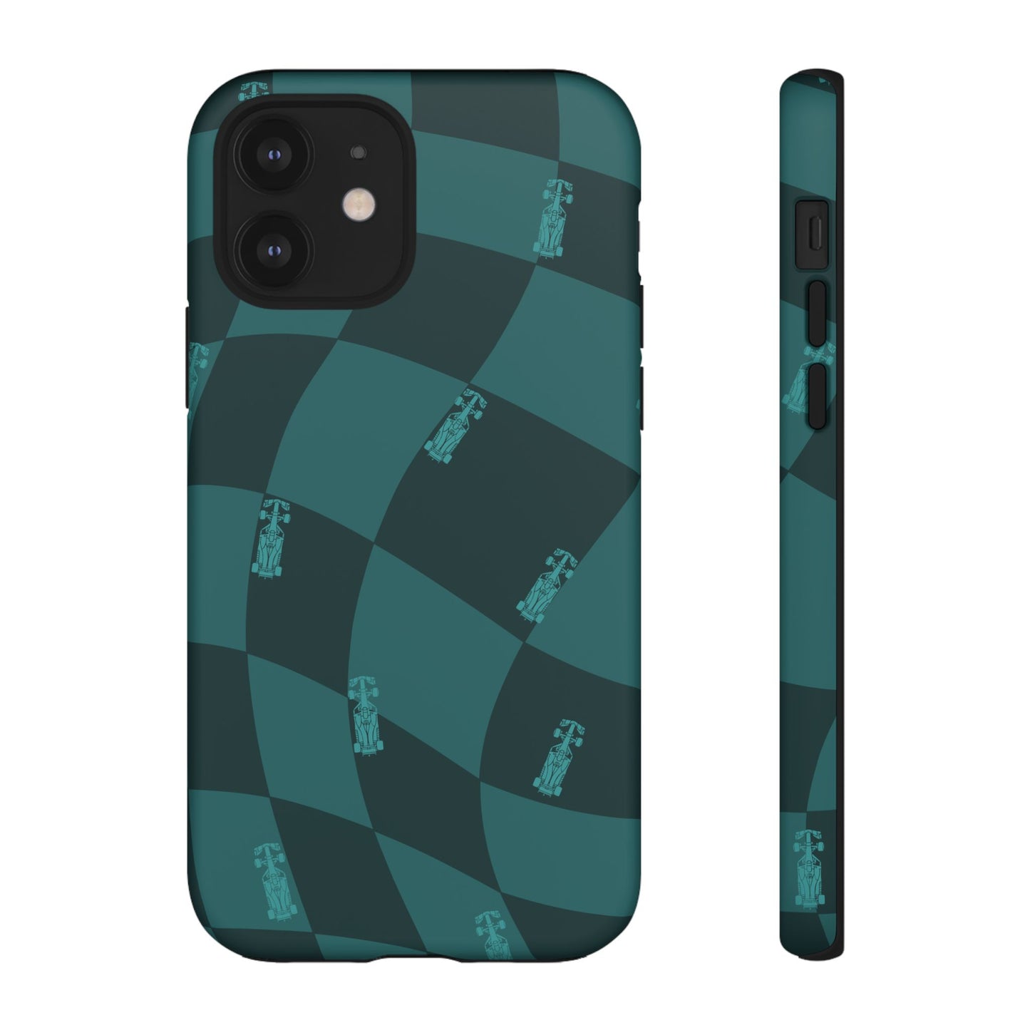 F1 Phone Case Teal Checkered Design, Trendy F1 Gift, Formula 1 Gift, Cute F1 Phone Case, Unique Formula One Phone Case
