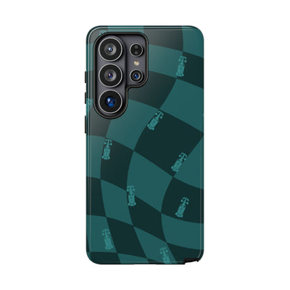 F1 Phone Case Teal Checkered Design, Trendy F1 Gift, Formula 1 Gift, Cute F1 Phone Case, Unique Formula One Phone Case