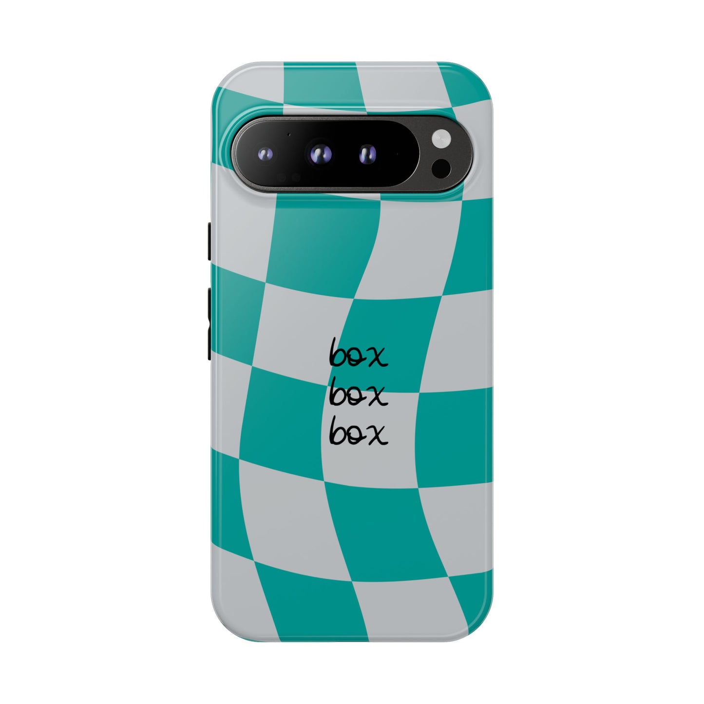 Mercedes Teal and Grey Checkered F1 Phone Case, Box Box Box F1 Phone Case