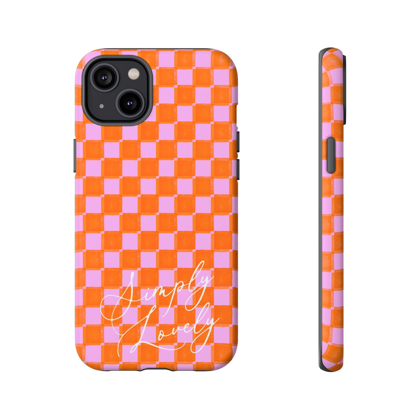 Simply Lovely Orange and Pink Checkered F1 Phone Case Design, Trendy F1 Gift, Formula 1 Gift, Cute F1 Phone Case