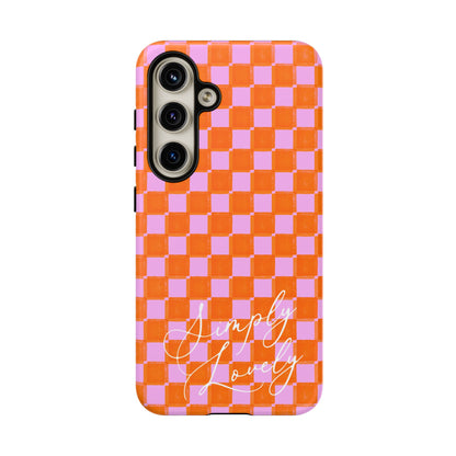 Simply Lovely Orange and Pink Checkered F1 Phone Case Design, Trendy F1 Gift, Formula 1 Gift, Cute F1 Phone Case