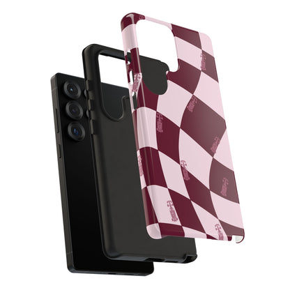 F1 Phone Case Pink Checkered Design, Trendy F1 Gift, Formula 1 Gift, Cute F1 Phone Case, Unique Formula One Phone Case