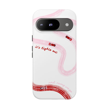 F1 Phone Case Pink and Red Painted "its lights out and away we go", Trendy F1 Gift, Formula 1 Gift, Cute F1 Phone Case, Unique Phone Case