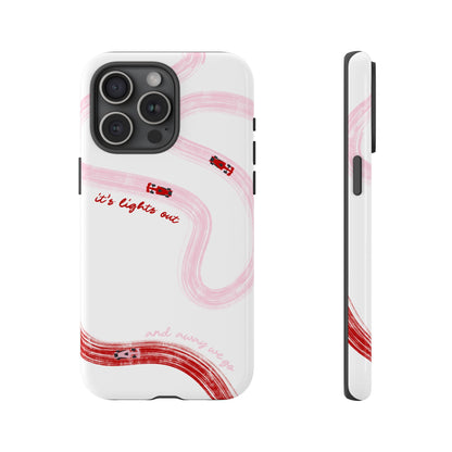 F1 Phone Case Pink and Red Painted "its lights out and away we go", Trendy F1 Gift, Formula 1 Gift, Cute F1 Phone Case, Unique Phone Case