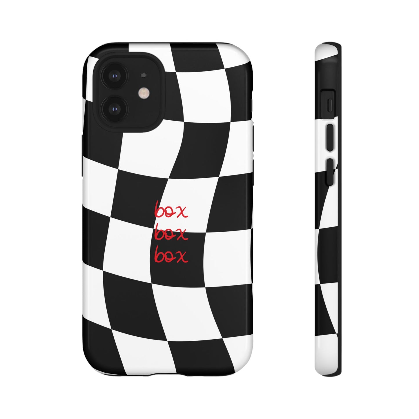 Black and Red Checkered F1 Phone Case, Box Box Box F1 Phone Case
