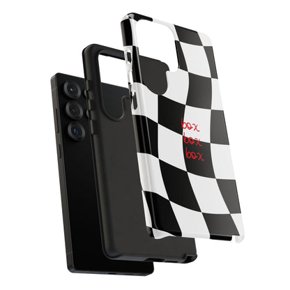 Black and Red Checkered F1 Phone Case, Box Box Box F1 Phone Case