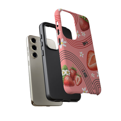 Red F1 Audi and Strawberries Phone Case, Trendy F1 Gift, Formula 1 Gift, Cute Fruit F1 Phone Case, Unique Phone Case