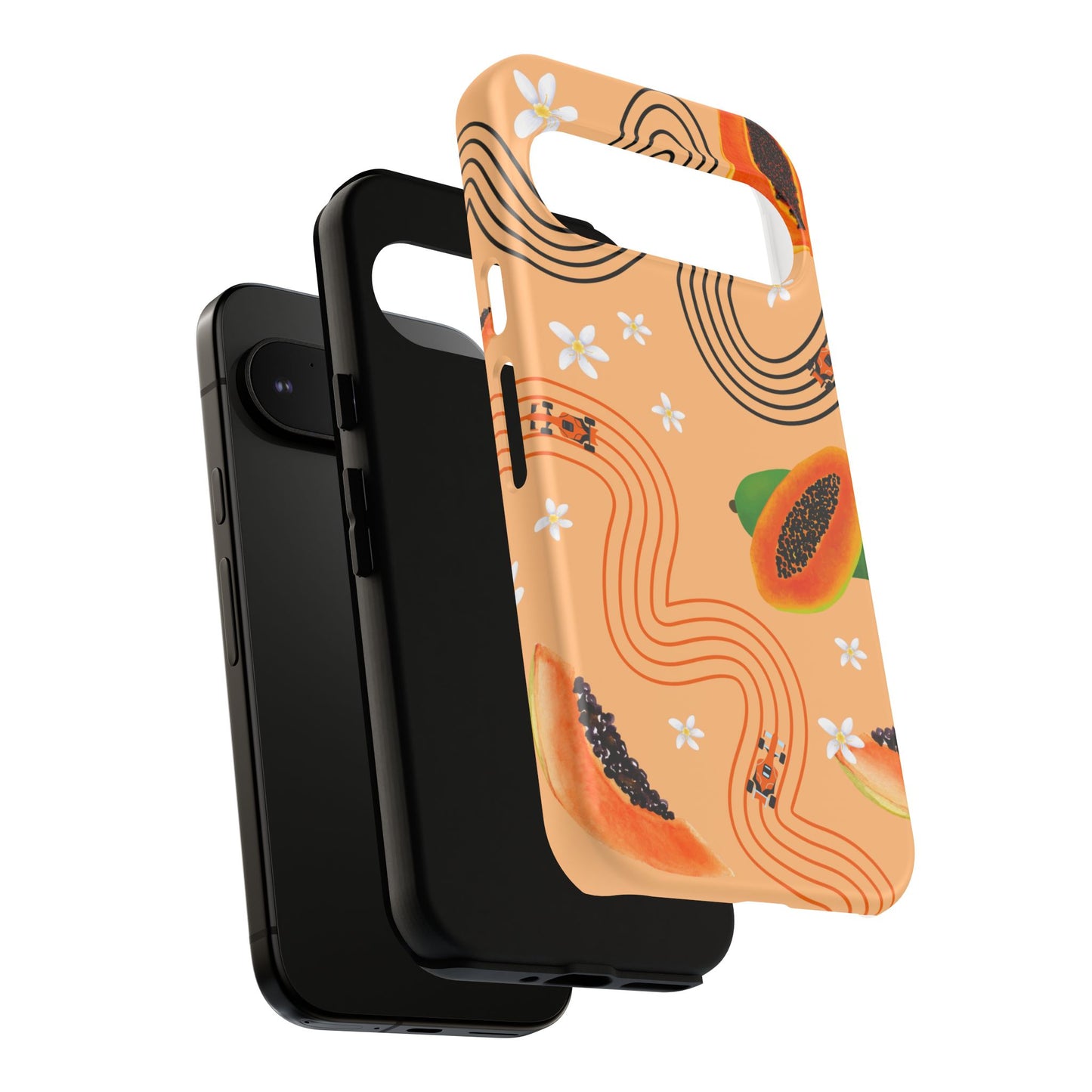 Orange F1 McLaren and Papaya Phone Case, Trendy F1 Gift, Formula 1 Gift, Cute Fruit F1 Phone Case, Unique Phone Case