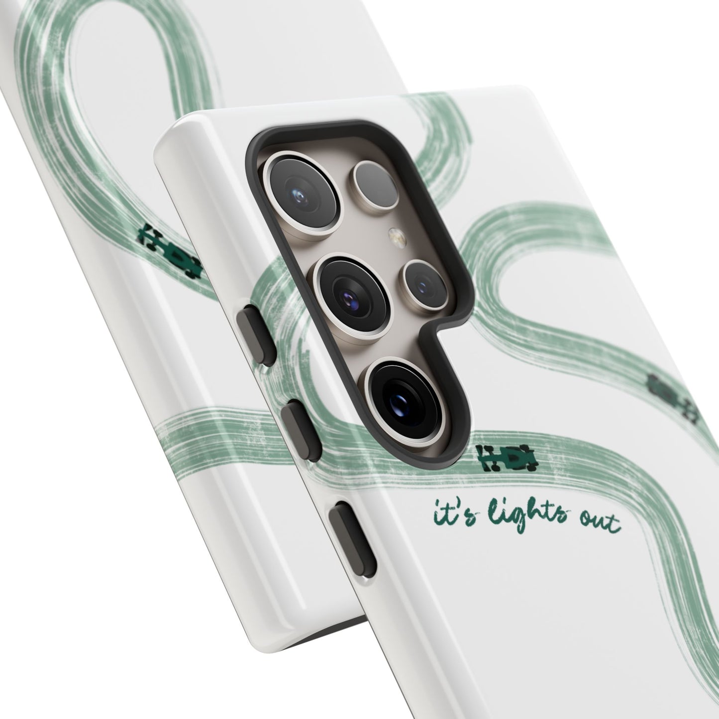 F1 Phone Case Green Painted "its lights out and away we go", Trendy F1 Gift, Formula 1 Gift, Cute F1 Phone Case, Gift for F1 Fans