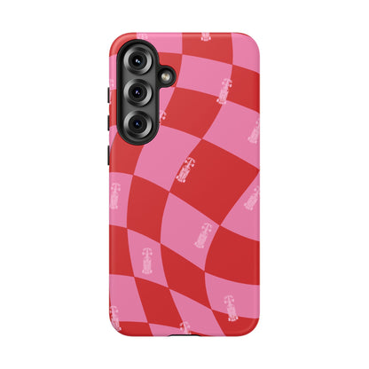 F1 Phone Case Pink and Red Checkerboard Design, Trendy F1 Gift, Girly Formula 1 Gift, Cute F1 Phone Case, Unique Formula One Phone Case