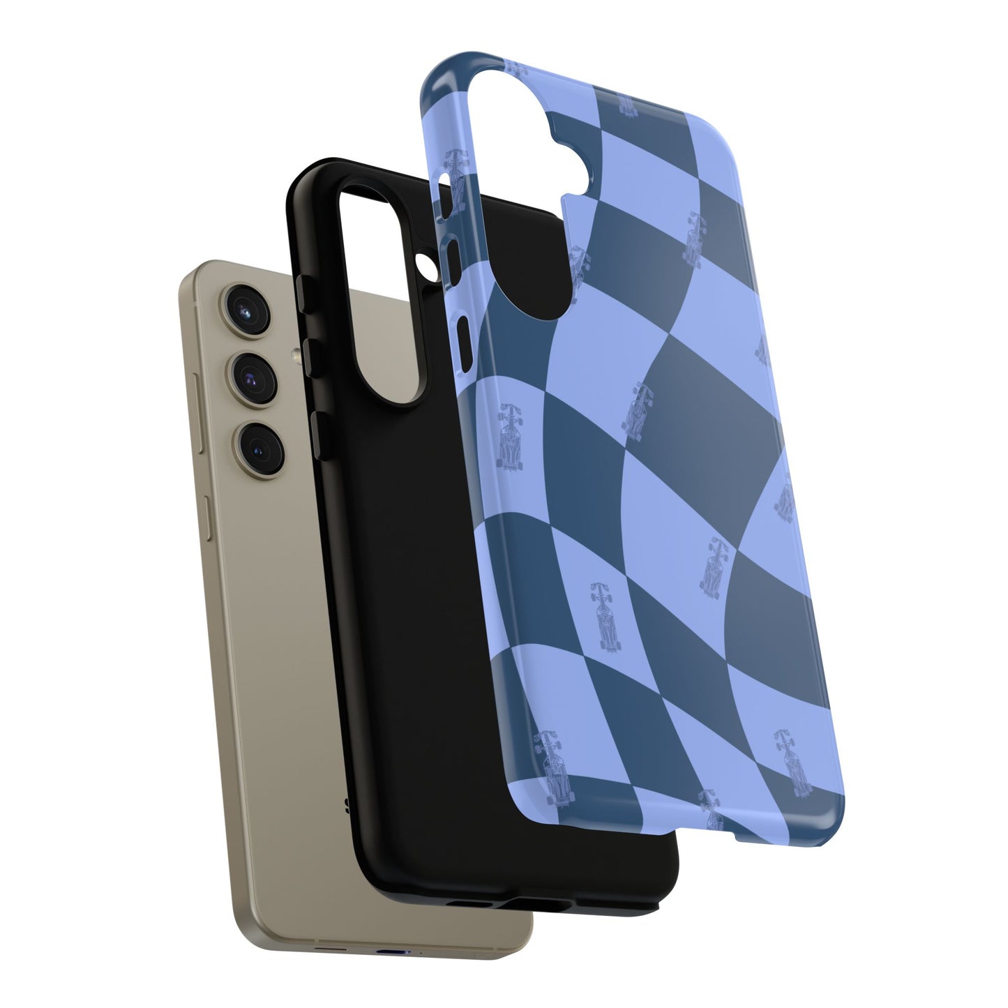 F1 Phone Case Blue Checkerboard Design, Trendy F1 Gift, Formula 1 Gift, Cute F1 Phone Case, Unique Formula One Phone Case