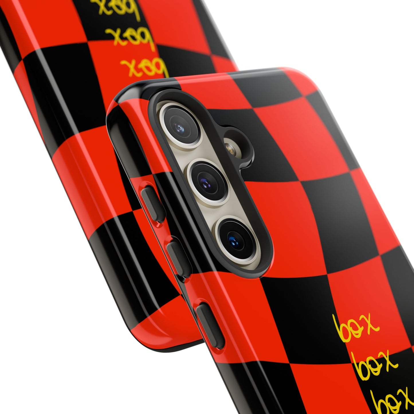 F1 Ferrari Black and Red Checkered Phone Case, Box Box Box F1 Phone Case