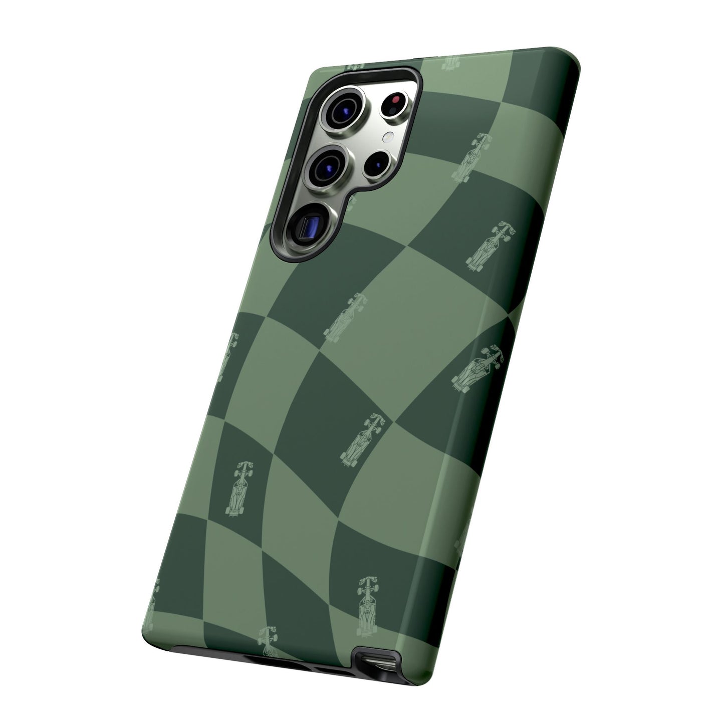 F1 Phone Case Green Checkerboard Design, Trendy F1 Gift, Formula 1 Gift, Cute F1 Phone Case, Unique Formula One Phone Case