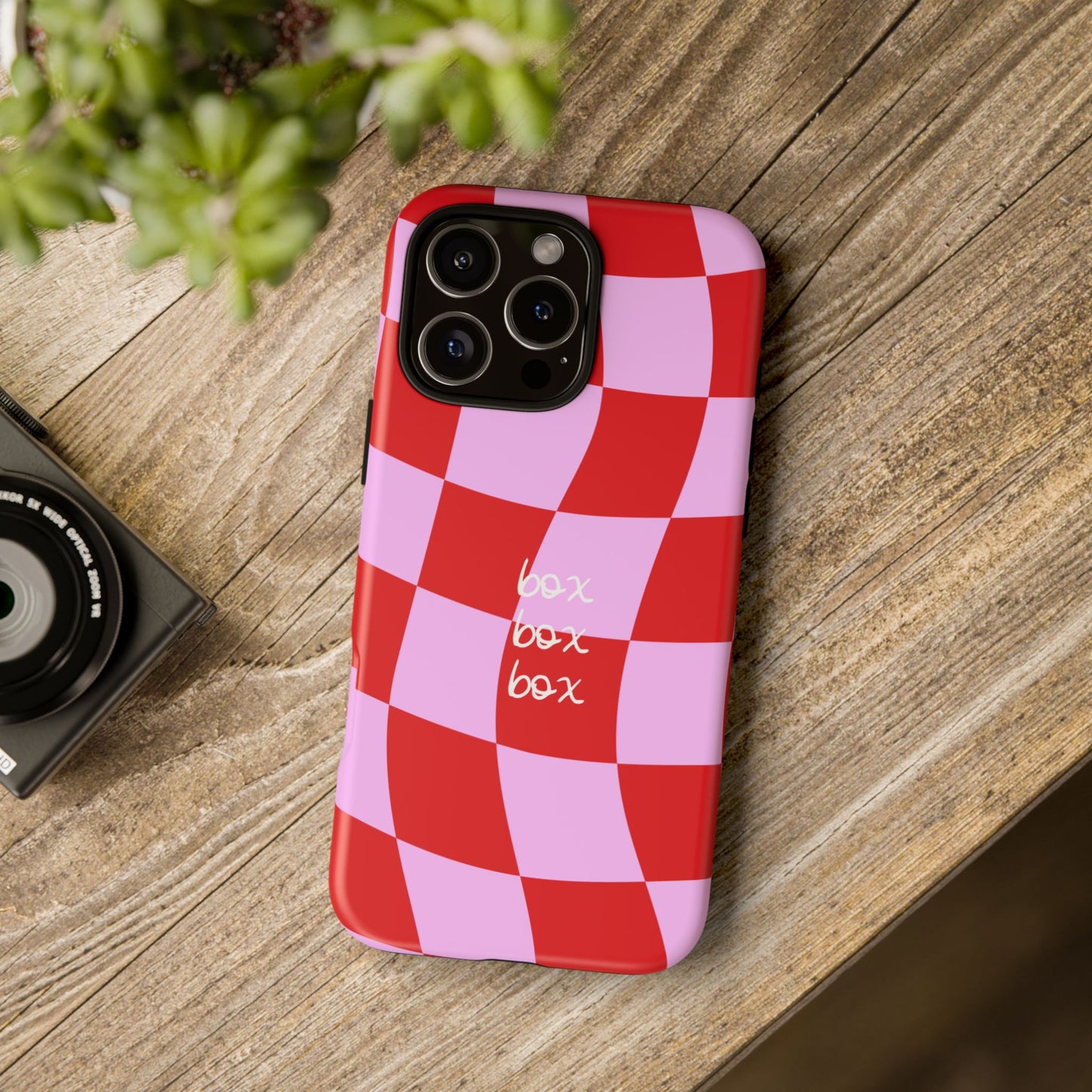 Pink and Red Checkered F1 Phone Case, Box Box Box F1 Phone Case