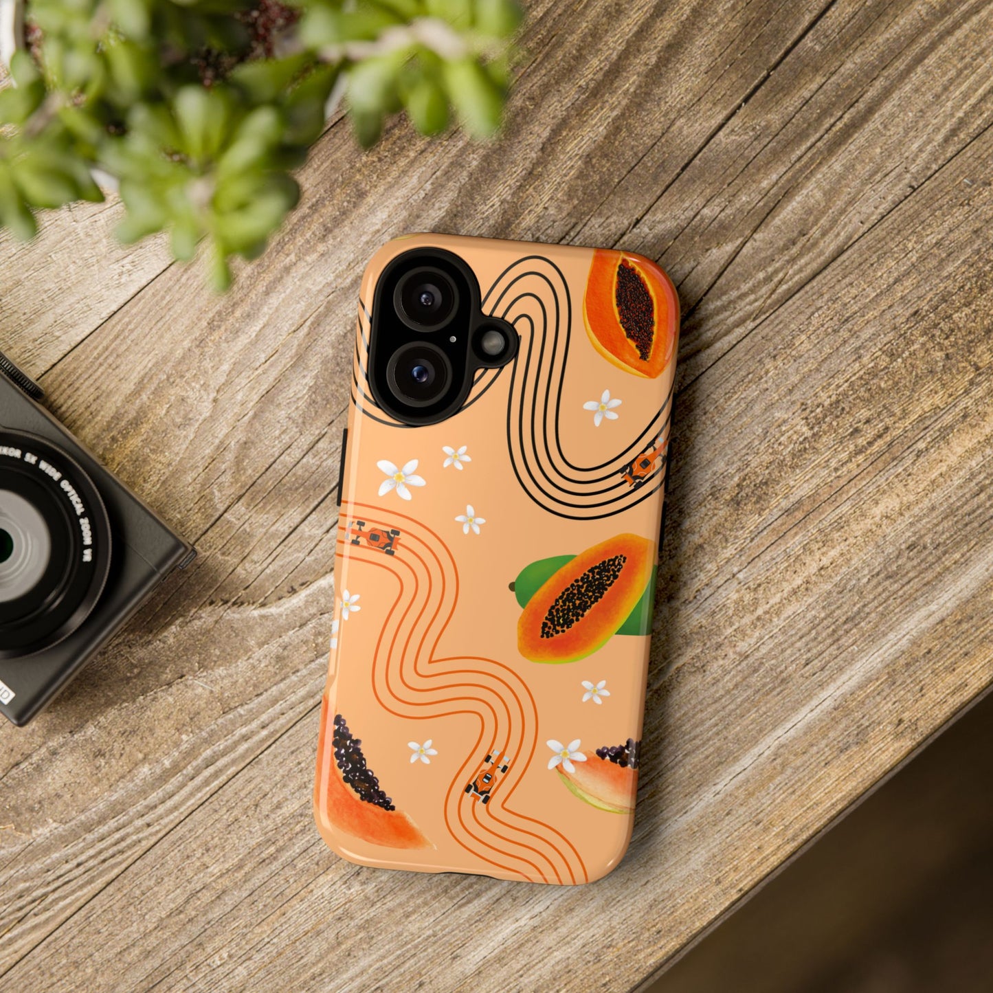 Orange F1 McLaren and Papaya Phone Case, Trendy F1 Gift, Formula 1 Gift, Cute Fruit F1 Phone Case, Unique Phone Case