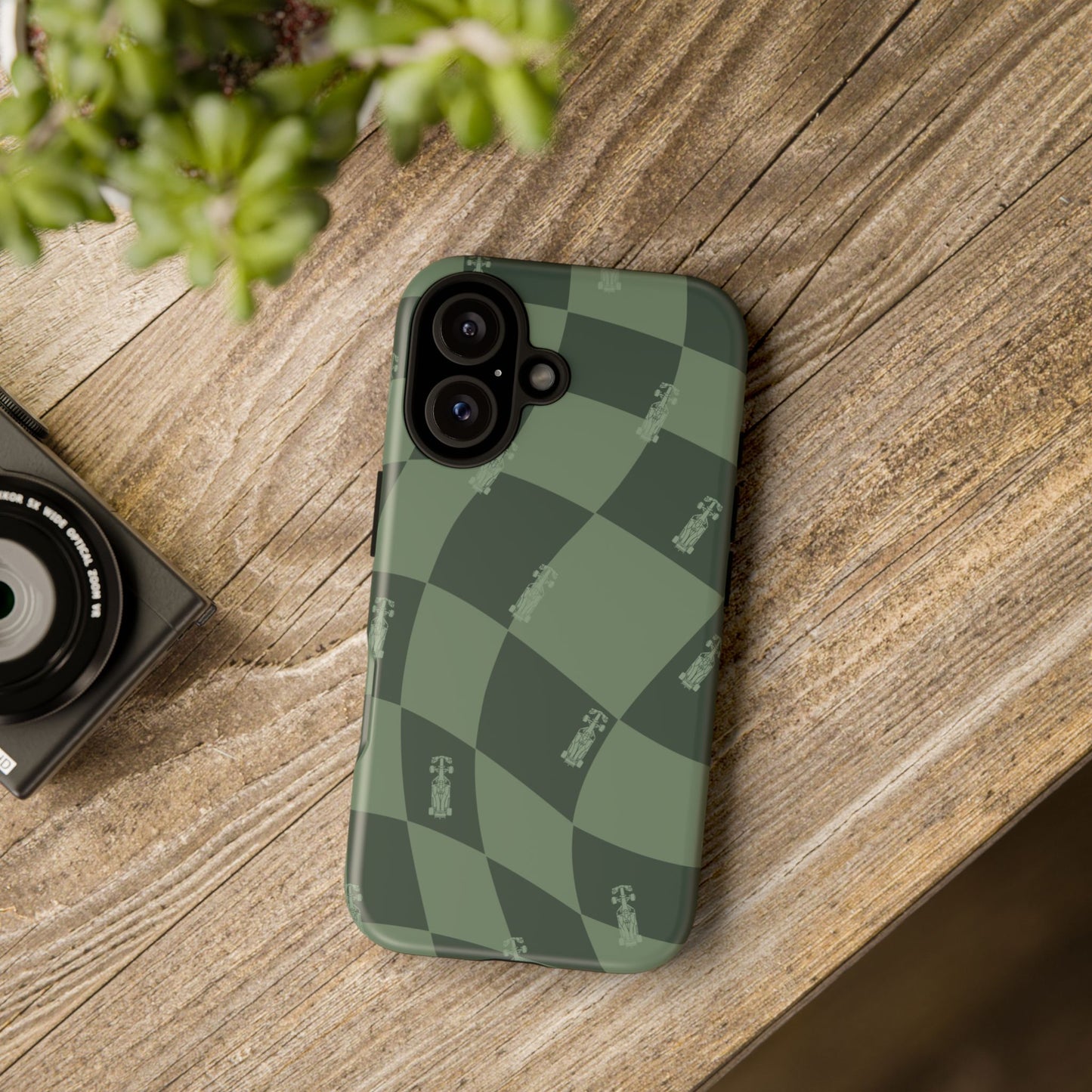 F1 Phone Case Green Checkerboard Design, Trendy F1 Gift, Formula 1 Gift, Cute F1 Phone Case, Unique Formula One Phone Case