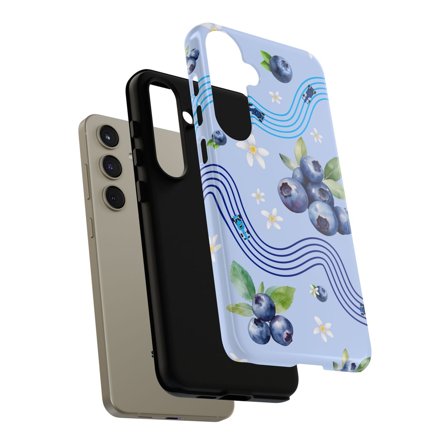 Blue F1 Williams and Blueberries Phone Case, Trendy F1 Gift, Formula 1 Gift, Cute Fruit F1 Phone Case, Unique Phone Case