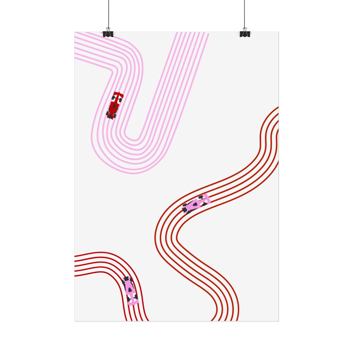Pink and Red F1 Abstract Art Poster | Minimalist F1 Art - EU Sizing (Physical Print)