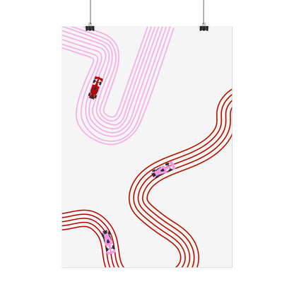 Pink and Red F1 Abstract Art Poster | Minimalist F1 Art - EU Sizing (Physical Print)