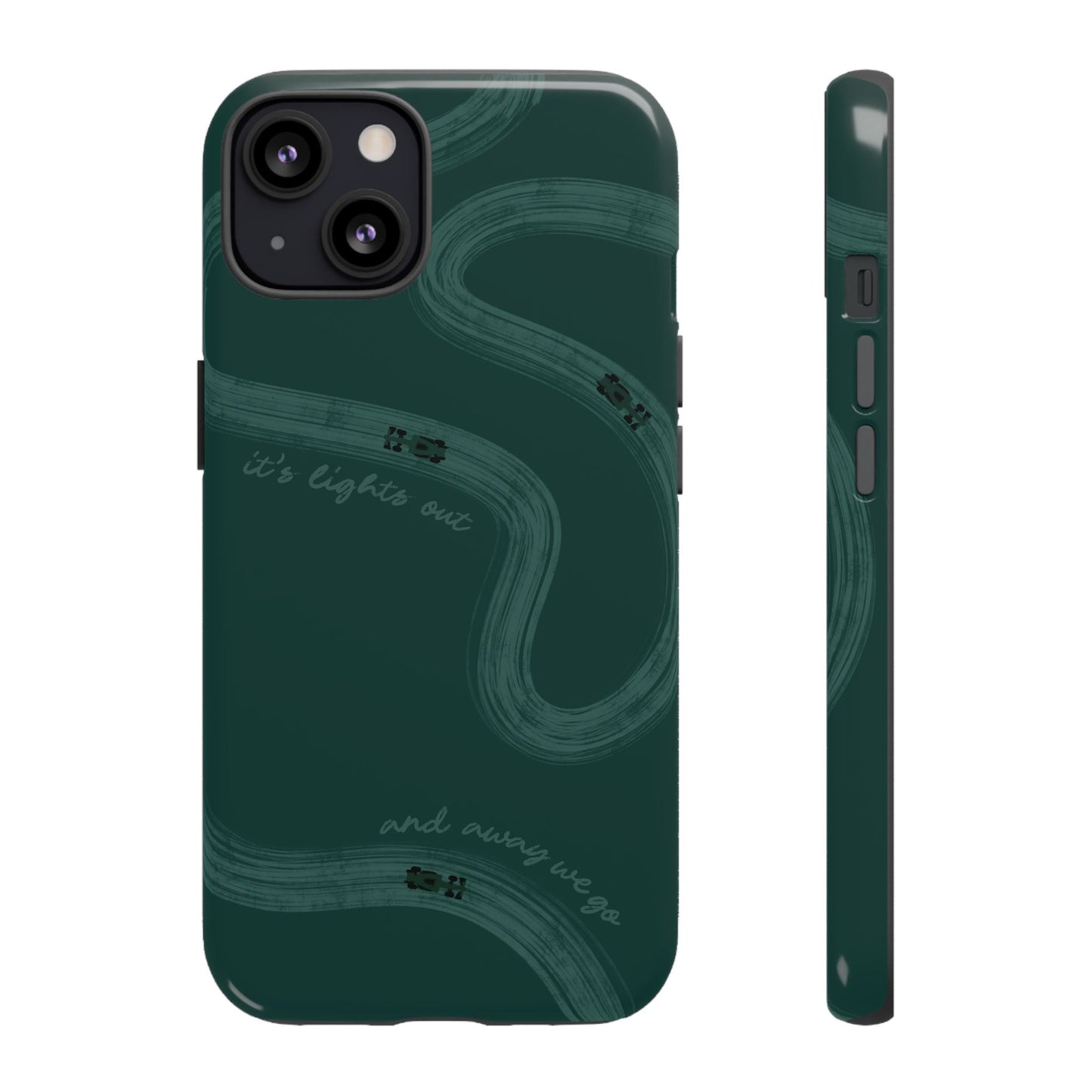 F1 Phone Case Monochrome Green Painted "its lights out and away we go", Trendy F1 Gift, Formula 1 Gift, Cute F1 Phone Case, Phone Case