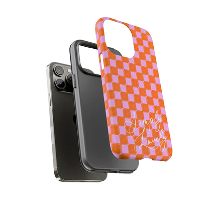 Simply Lovely Orange and Pink Checkered F1 Phone Case Design, Trendy F1 Gift, Formula 1 Gift, Cute F1 Phone Case