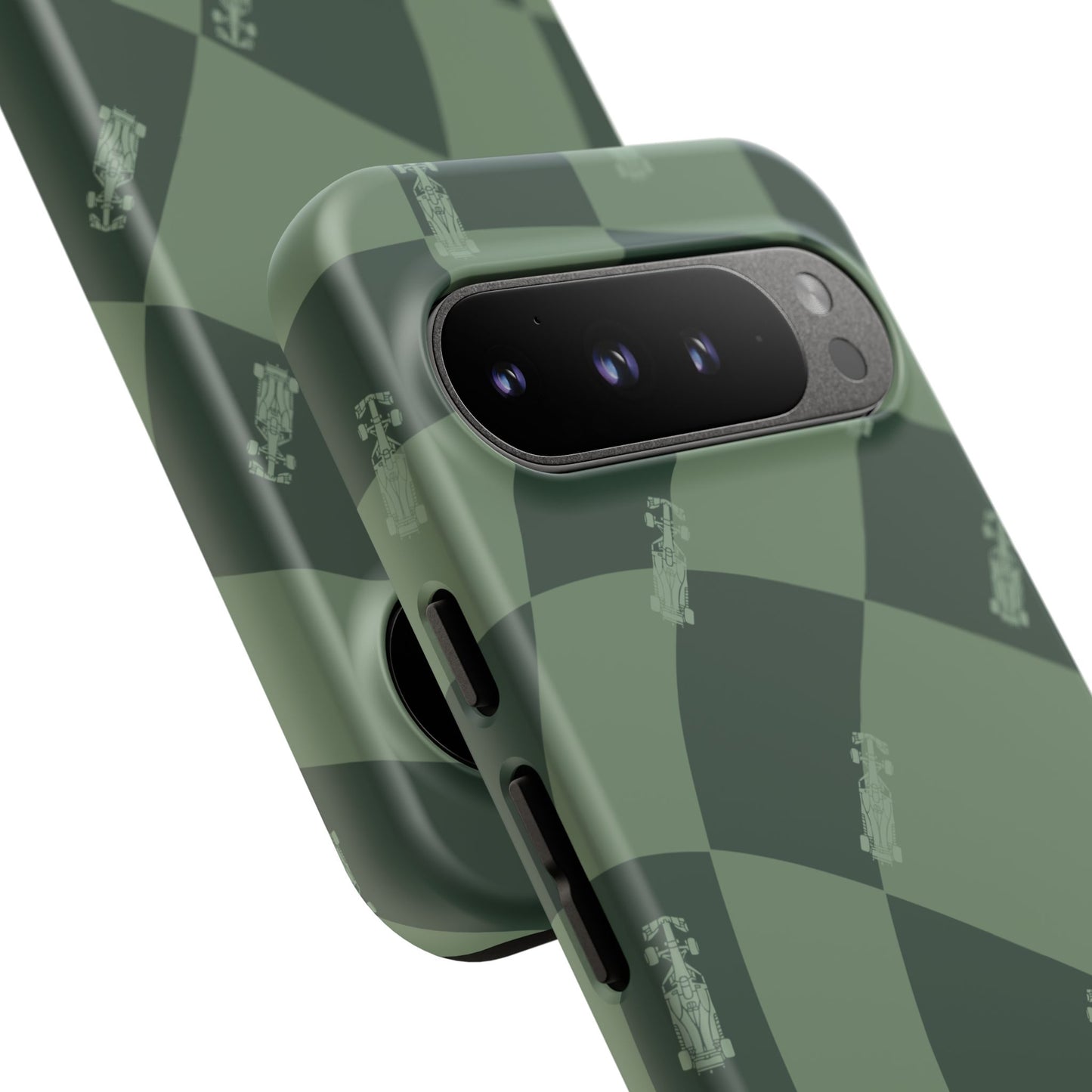 F1 Phone Case Green Checkerboard Design, Trendy F1 Gift, Formula 1 Gift, Cute F1 Phone Case, Unique Formula One Phone Case