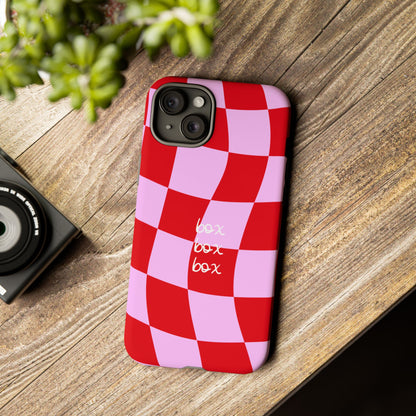 Pink and Red Checkered F1 Phone Case, Box Box Box F1 Phone Case