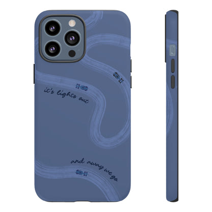 F1 Phone Case Monochrome Dark Blue Painted "its lights out and away we go", Trendy F1 Gift, Formula 1 Gift, Cute F1 Phone Case, Phone Case