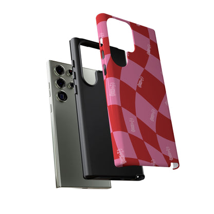 F1 Phone Case Pink and Red Checkerboard Design, Trendy F1 Gift, Girly Formula 1 Gift, Cute F1 Phone Case, Unique Formula One Phone Case