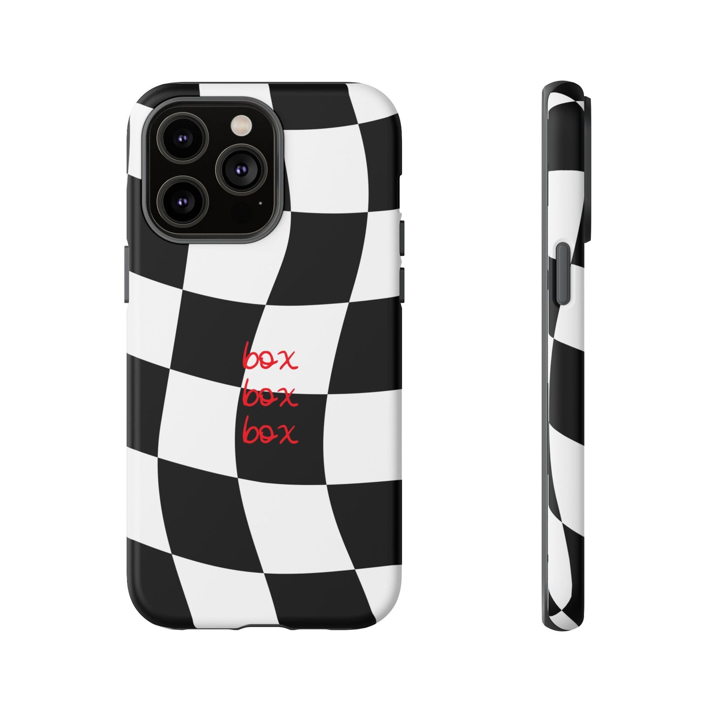 Black and Red Checkered F1 Phone Case, Box Box Box F1 Phone Case