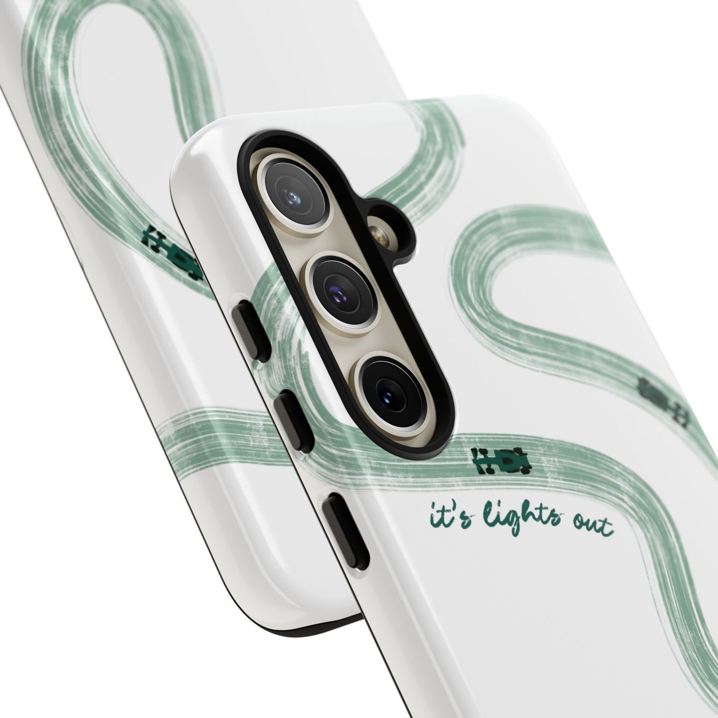 F1 Phone Case Green Painted "its lights out and away we go", Trendy F1 Gift, Formula 1 Gift, Cute F1 Phone Case, Gift for F1 Fans