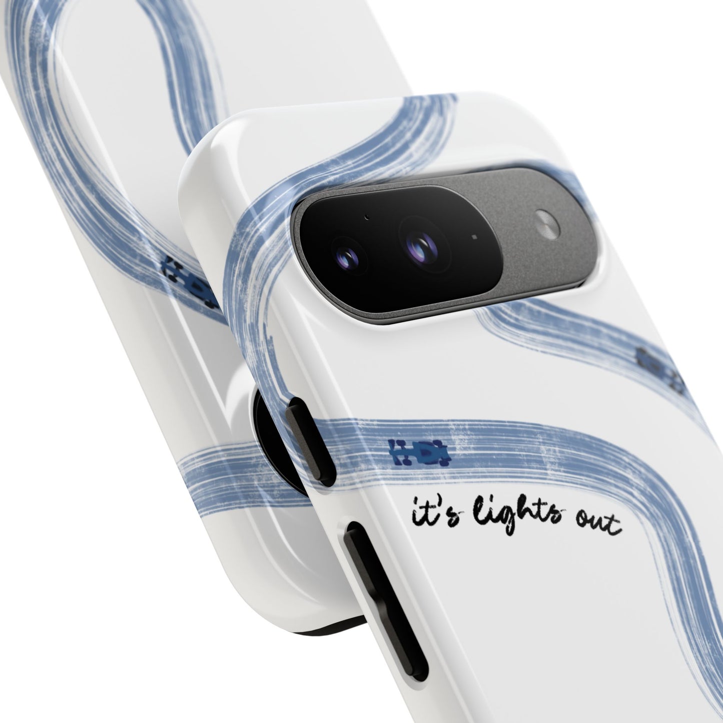 F1 Phone Case Blue Painted "its lights out and away we go", Trendy F1 Gift, Formula 1 Gift, Cute F1 Phone Case, Gift for F1 Fans