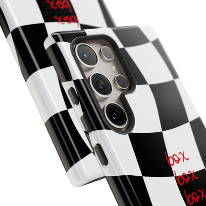 Black and Red Checkered F1 Phone Case, Box Box Box F1 Phone Case