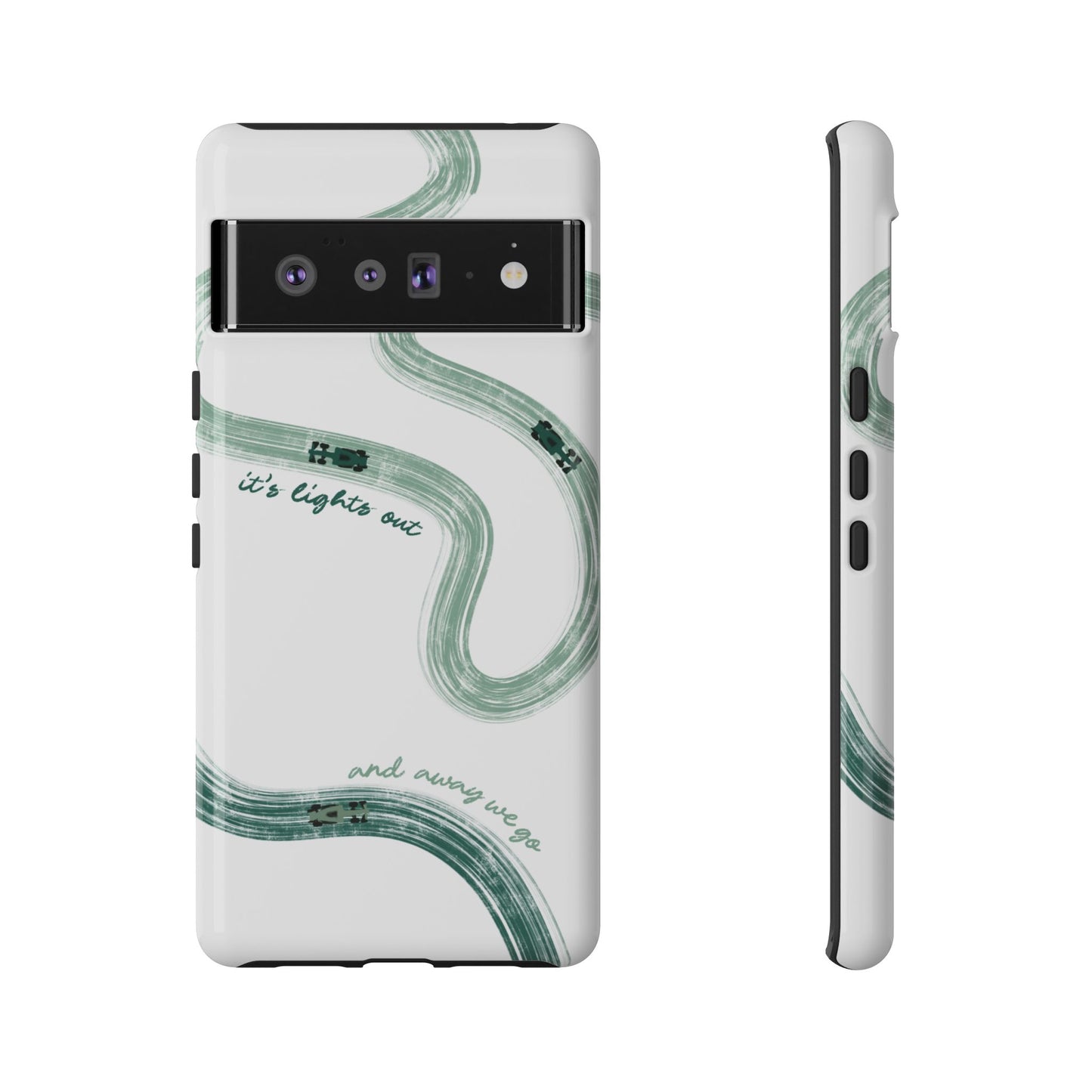 F1 Phone Case Green Painted "its lights out and away we go", Trendy F1 Gift, Formula 1 Gift, Cute F1 Phone Case, Gift for F1 Fans