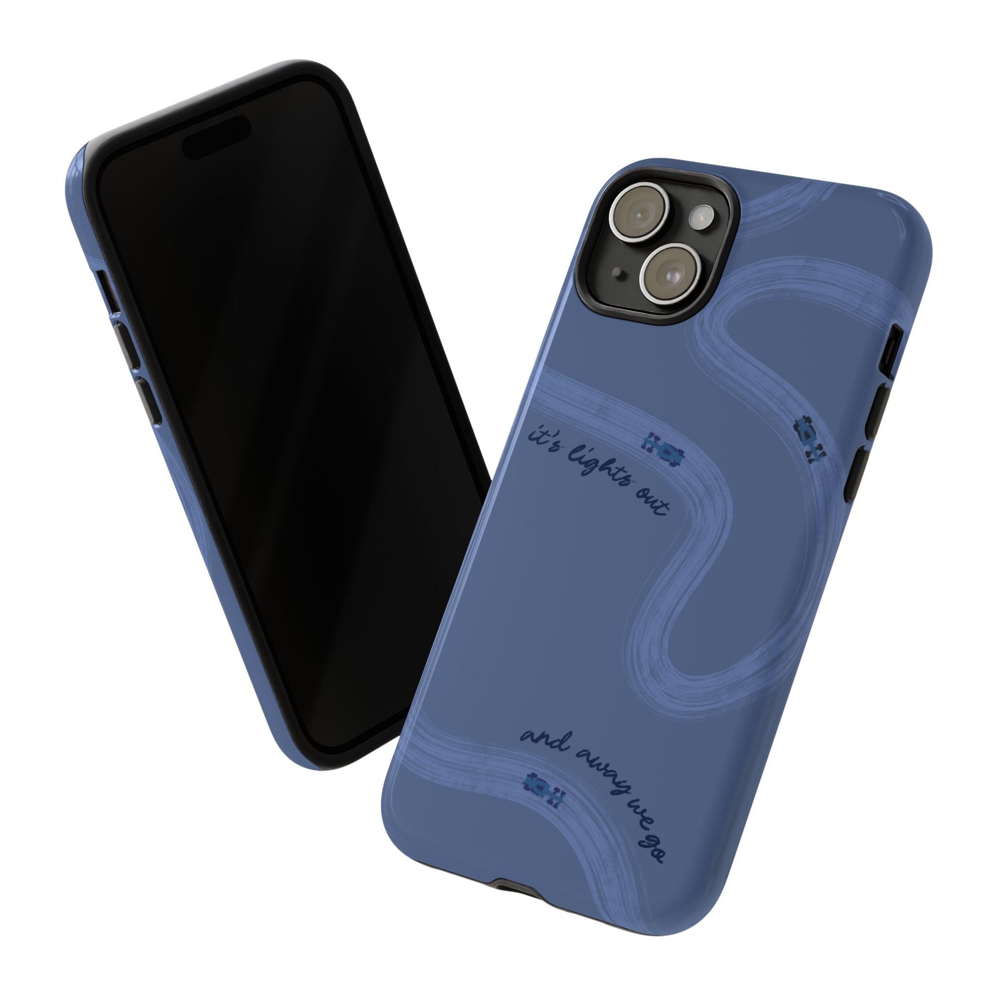 F1 Phone Case Monochrome Dark Blue Painted "its lights out and away we go", Trendy F1 Gift, Formula 1 Gift, Cute F1 Phone Case, Phone Case