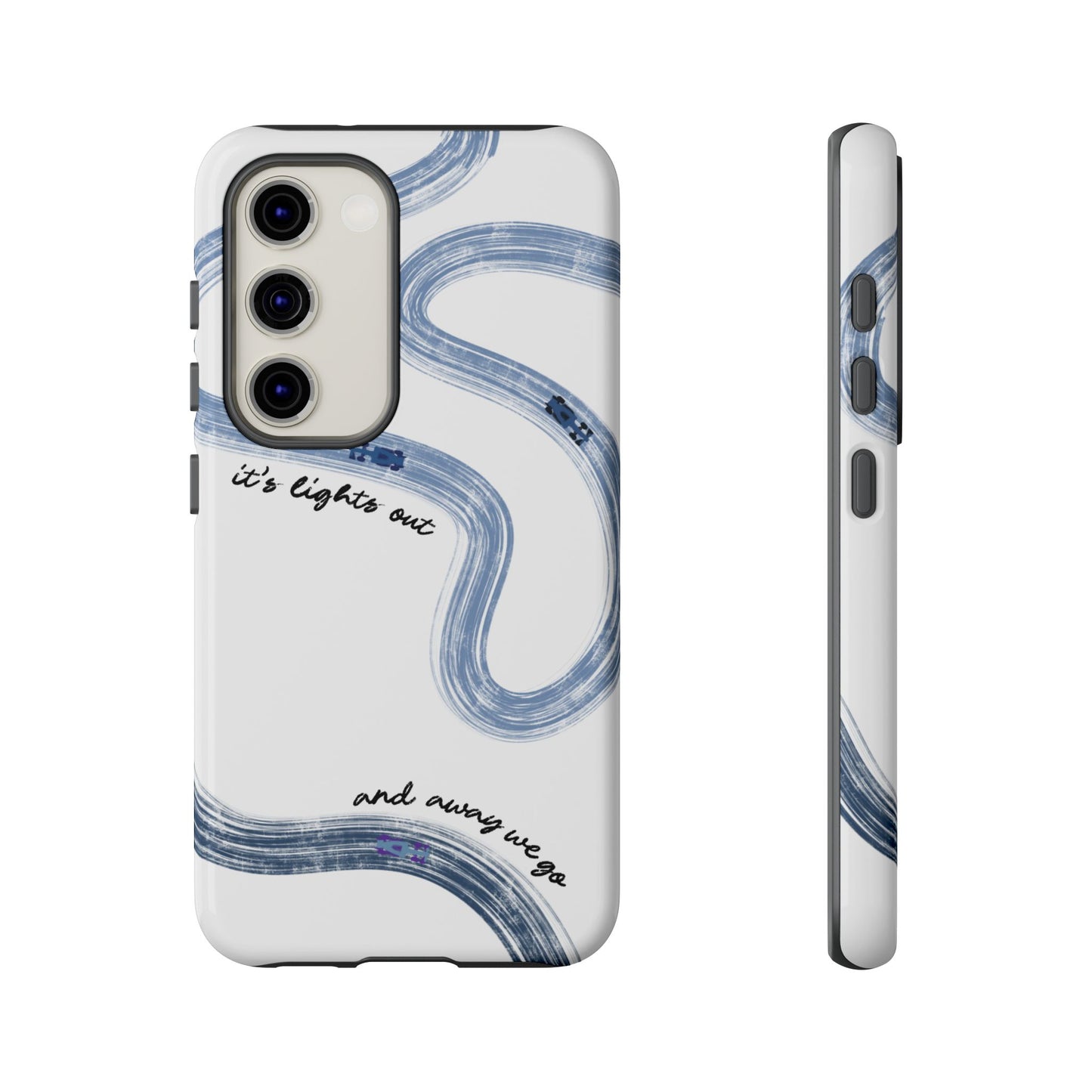 F1 Phone Case Blue Painted "its lights out and away we go", Trendy F1 Gift, Formula 1 Gift, Cute F1 Phone Case, Gift for F1 Fans