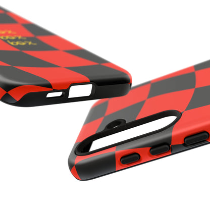 F1 Ferrari Black and Red Checkered Phone Case, Box Box Box F1 Phone Case