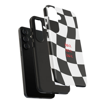 Black and Red Checkered F1 Phone Case, Box Box Box F1 Phone Case