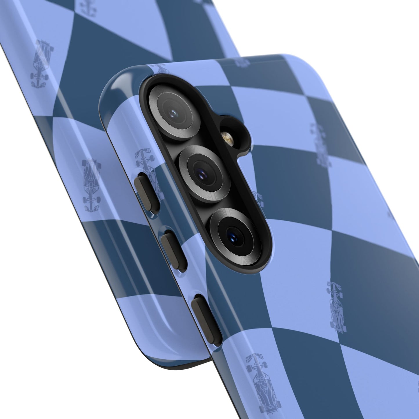 F1 Phone Case Blue Checkerboard Design, Trendy F1 Gift, Formula 1 Gift, Cute F1 Phone Case, Unique Formula One Phone Case