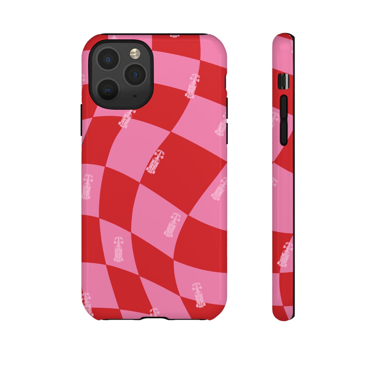 F1 Phone Case Pink and Red Checkerboard Design, Trendy F1 Gift, Girly Formula 1 Gift, Cute F1 Phone Case, Unique Formula One Phone Case