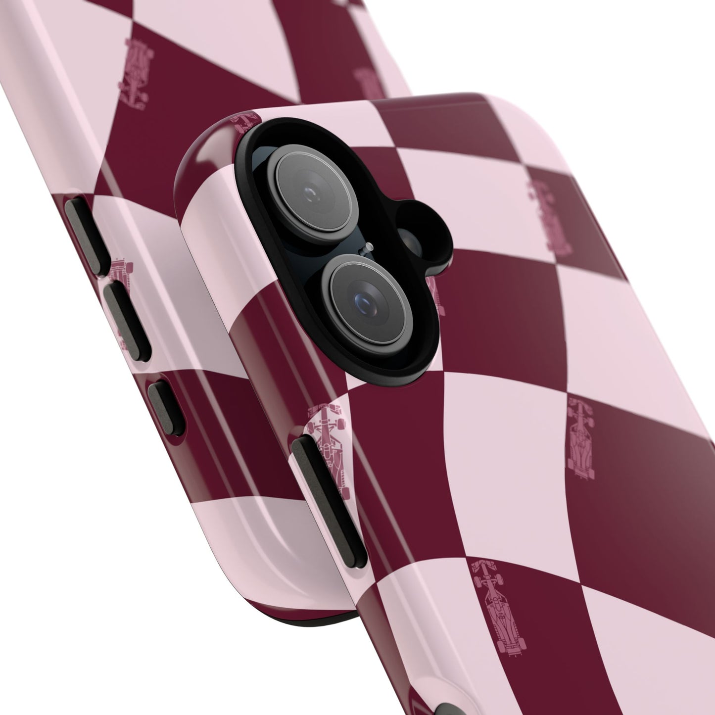 F1 Phone Case Pink Checkered Design, Trendy F1 Gift, Formula 1 Gift, Cute F1 Phone Case, Unique Formula One Phone Case