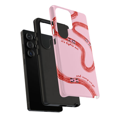 F1 Phone Case Pink and Red Painted "its lights out and away we go", Trendy F1 Gift, Formula 1 Gift, Cute F1 Phone Case, Unique Phone Case